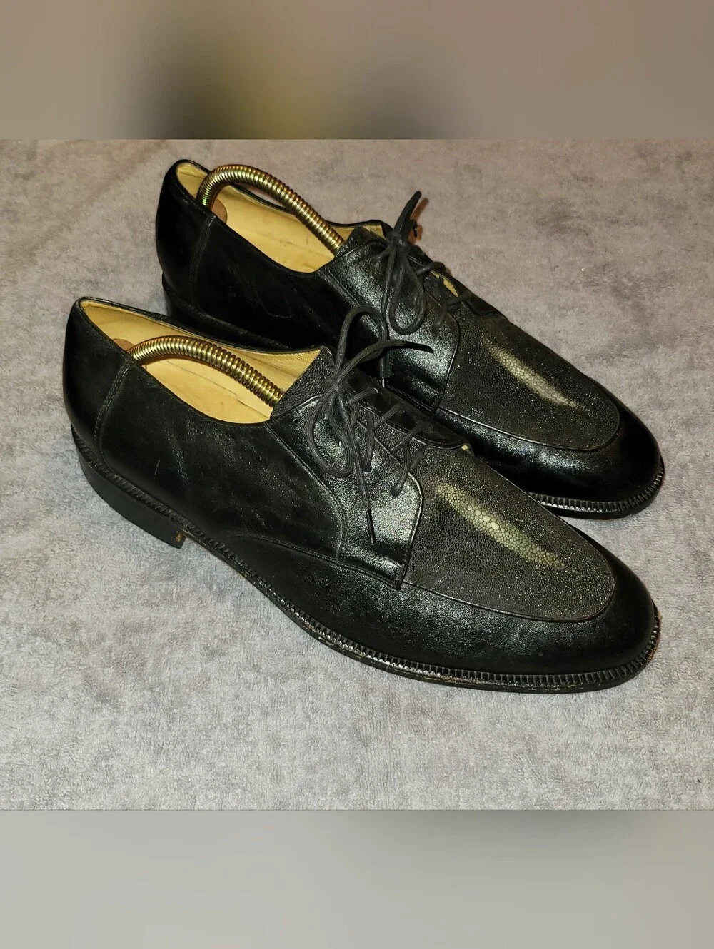 Men's Python and Stingray Black Leather Bespoke Lace-Up Dress Shoes 10